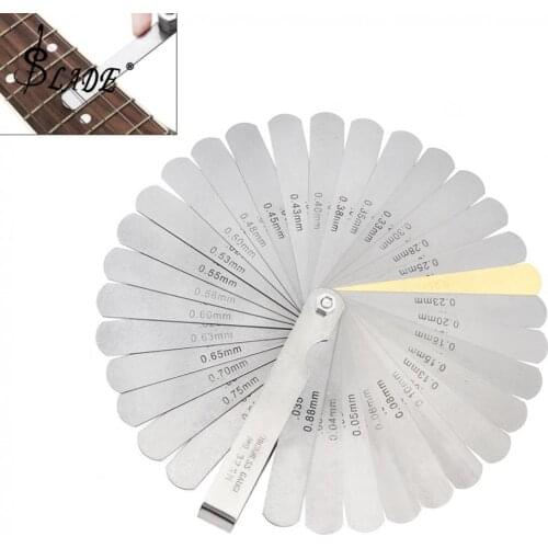 Stainless Steel 32 Blade Guitar Neck Gap Fret Measuring Ruler 0.0015-0.035inch Nut Curl Measurement Guitar Repair Tool