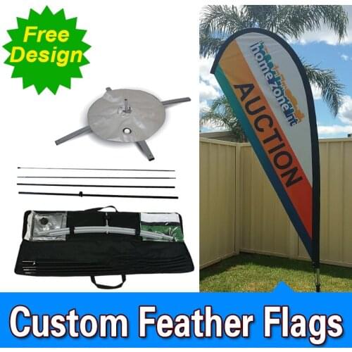 Free Design Free Shipping Single Sided Cross Base Teardrop Flag Signs Advertising Promotional Feather Banners Printed Flags