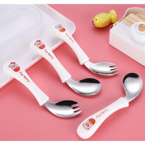 Childrens Cartoon Fork Spoon Kids Multi-color Stainless Steel Cutlery Set Baby 2Pcs/set Food Feeding Practical Tableware