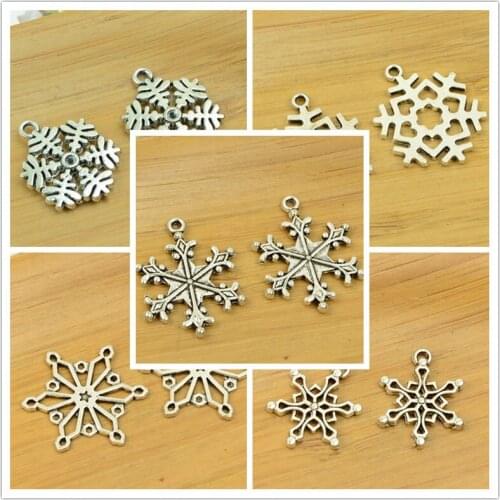 DIY snow/snowflake shape alloy charm pendant christmas decoration jewelry making accessories findings antique silver vintage hot