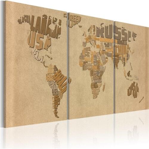 Picture-world map in beige and brown-120x60 cm