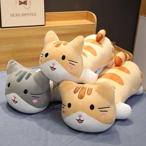 Cute egg cat plush toy Stuffed toys animals long peluches grandes pillow girlfriend sleeping with birthday Gift for girl friend
