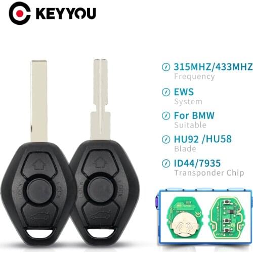 KEYYOU For BMW E38 E39 E46 X3 X5 Z3 Z4 1/3/5/7 Series 315/433MHz ID44 Chip Keyless Entry Transmitter Car Remote Key EWS Sytem