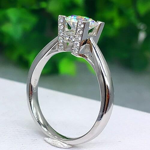 10K Au417 White Gold Women Wedding Party Engagement Ring 1 2 3 4 5 Carat Round Moissanite Diamond Ring H Crown Trendy Classic