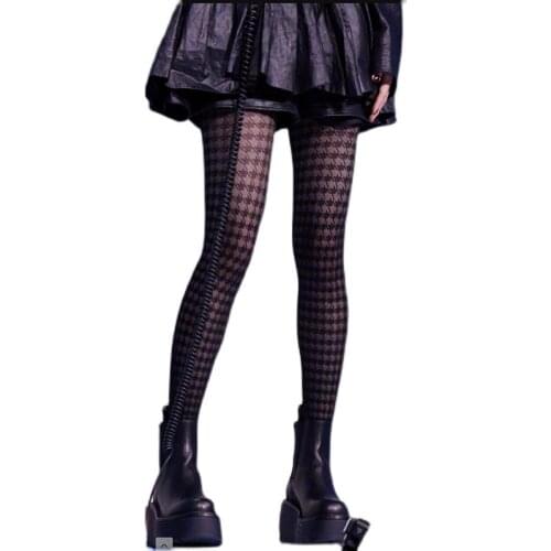 2021 star Same Design Qianniao Pantyhose Female Spring And Autumn Slightly Sexy Japanese Lattice Black Silk Tights Women Skirt