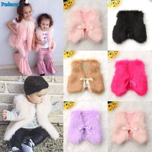 New Toddler Baby Girl Outerwear Faux Fur Winter Warm Waist Vest Gilet Waistcoat Coat