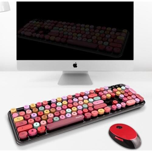 New fashion best gift Colorful lipstick 2.4 wireless Mechanical Gaming Keyboard mouse combos