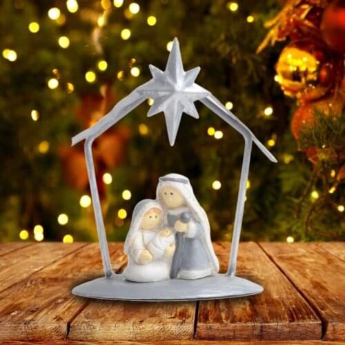H55A Cute Cartoon Star Nativity Christmas Ornament Artificial Resin Desktop Decorations Statue Creative Home Furnishings Living