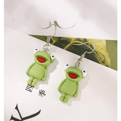 Green Frog Pendant Earrings for Women Cute Accessories Jewelry Creative Frog Simple Small Dangle Earrings Trending Products 2021