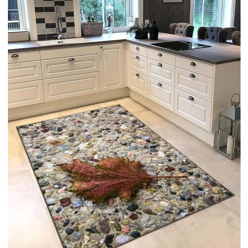 Grey color stone brown leaf patterned kitchen rug modern carpet rug personalized gift free shipping kitchenware grey runner