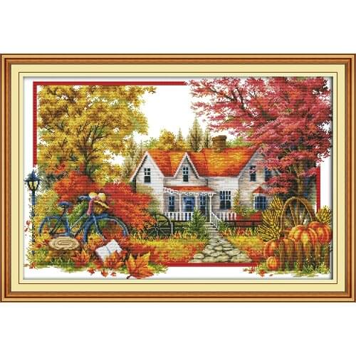 Everlasting Love The Autumn House Chinese Cross Stitch Kits Ecological Cotton Stamped 11C DIY Gift New Year Decorations For Home
