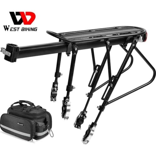 WEST BIKING Bicycle Luggage Carrier Rear Rack Shelf Cycling Seatpost Bag For 20-29 Inch Bike 140 KG Load-bearing Bicycle Racks