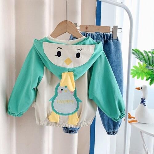 Spring Children Clothing Set Baby Boys Girls Casual Coat +Striped T-Shirts +Pants 3Pcs Toddler Cartoon Cotton Kids Clothes Suits