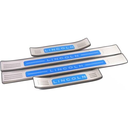 Stainless Steel Inner Outer Door Sill Scuff Plate Guard Sills Protector Trim For Lincoln MKC 2015-2019