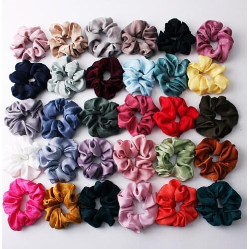 2020 Satin Hair Scrunchies Women Elastic Hair Bands Girls Headwear Bright Color Silk Ponytail Holder Hair Tie Accessories