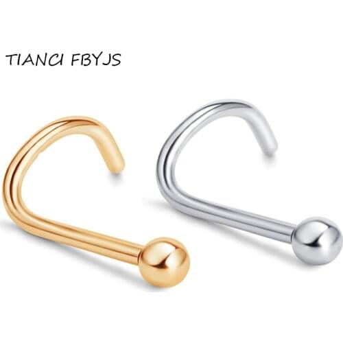 TIANCI FBYJS womens nose studs nose rings stainless steel with BALL piercing nose silver gold body pircing jewelry nose