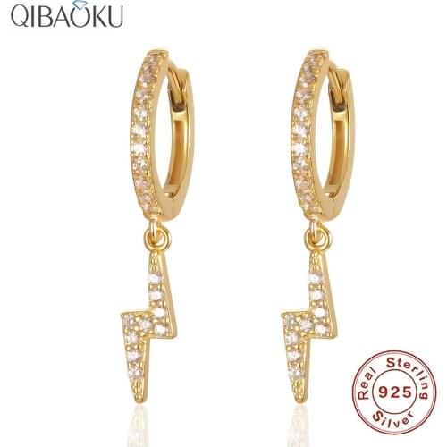 S925 Sterling SIlver Earrings Mini Zircon Flash Lightning Shape Hoop Earrings for Women Cute Circle Earrings Fine Jewelri