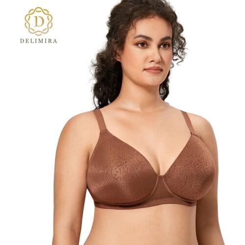 DELIMIRA Womens Jacquard Plus Size Full Coverage Seamless Lightly Padded Wireless Bra