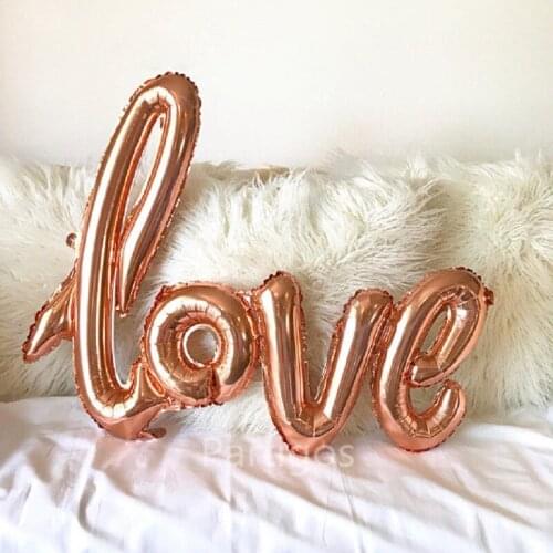 1pc Giant Rose Gold Red Script Love Balloons Marriage Wedding Party Cursive Engagement Decorations Bride Shower Gifts Supplies