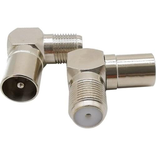 1Piece TV Antenna Connector Right Angle TV Male Plug to F Female Socket Jack 90 Degrees Bending Type Cable Coaxial Connectors
