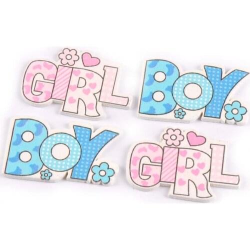 20Pcs Blue/pink Boy And Girl Painting Wooden Crafts Handmade Art DIY Scrapbookings Decoration Embellishment For Woodwork M1552
