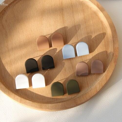 AOMU 2020 Women Fashion Simple Geometric Solid Color Earrings Vintage Acrylic Stud Earrings Jewelry Accessories