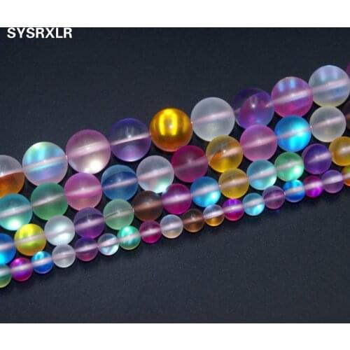 Free Shipping Color mixing Austria Crystal Synthesis Moon Stone Beads For Jewelry Making 6 8 10 12 MM DIY Bracelet Strand 15