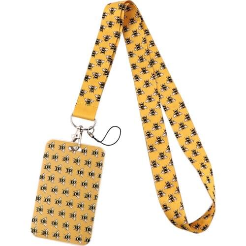 BG988 Bee Cartoon Cute Lanyards For Keychain ID Card Pass Mobile Phone USB Badge Holder Hang Rope Lariat Lanyard