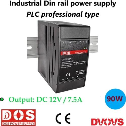 12V/7.5A 90W PLC Din Rail Power Supply Digital Display Industrial AC-DC Regulated Constant Voltage Stabilized Source