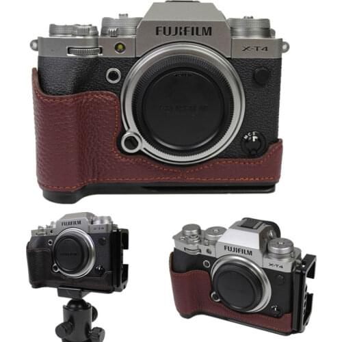 Quick Release L Plate Grip XT4 Camera Case Half Body Cover For Fuji Fujifilm X-T4 XT4 Base Bracket Genuine Leather Hand Grip