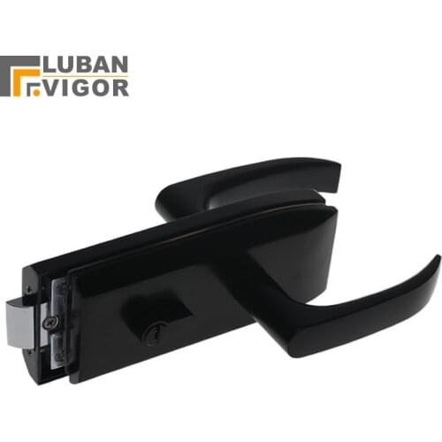 High partition office Black Single/double glass door lock With handles, Glass partition door lock, for glass thickness 10-12mm