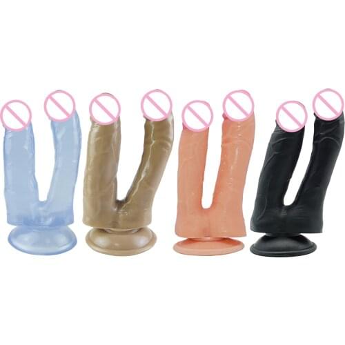 Double Dildos Female Masturbation Double Penetration both Vagina and Anus Big Penis with Suction Cup Sex Toy Dick Strap On Dildo