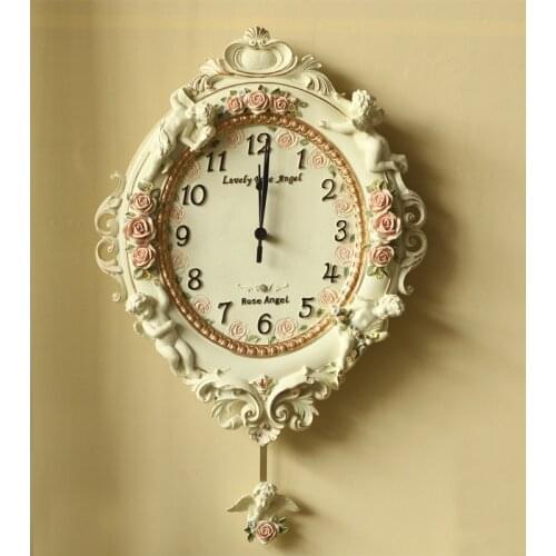 European Garden Ornament luxury watch clock Home Furnishing resin relief angel living room wall christmas decorations for home