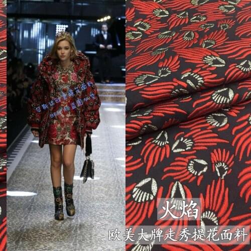 HLQON High quality yarn dyed jacquard brocade polyester red fabric used for tissue women dress clothing patchwork