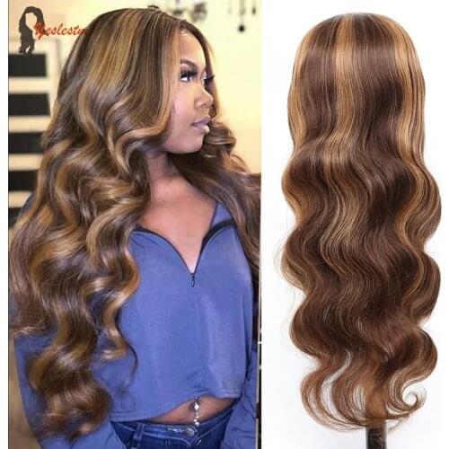 Yeslestm Body Wave 4/30 Highlight Colored Human Hair Wigs Pre Plucked Ombre 13x4 Lace Frontal Wig Remy Human Hair Wigs For Women