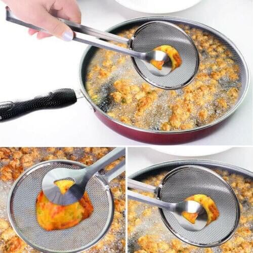 Multi-functional Filter Spoon With Clip Food Kitchen Oil-Frying Salad BBQ Filter