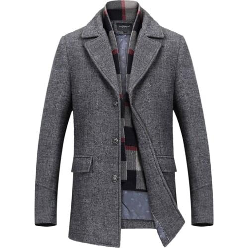 2021 Brand clothing Men Wool Blend Coats Autumn Winter New Solid Color High Quality Woolen Jacket Luxurious Brand Clothing S-4XL