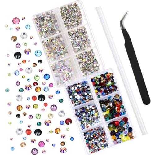 3pcs Nail Rhinestone Set Nail Acrylic Nail Stone Beads with Dotting Pen Nail Tweezers Nail Tips for Diy 3d Decoration Nail Rivet