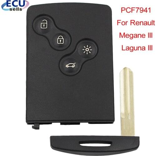 New 4 Button Smart Card with PCF7941 Chip for Renault Megane III Laguna III