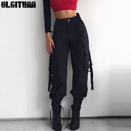 2020Ins New Net Red Womens European And American Streamers Casual Pants Pockets Harem Pants Street Hip-hop Loose Overalls Women