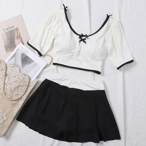 2021 New Women Two Piece Tankini Set Swimwear Bikini Swimming Beachwear Summer Sexy Swimsuit Biquinis Short Sleeve Bathing Suit