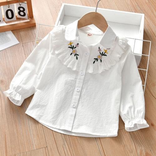 2021 Summer New Baby Girls Fashion Blouse Shirt Long Sleeve Tops Children Outfits Solid Shirt for Kids Girl Casual Clothing Q147