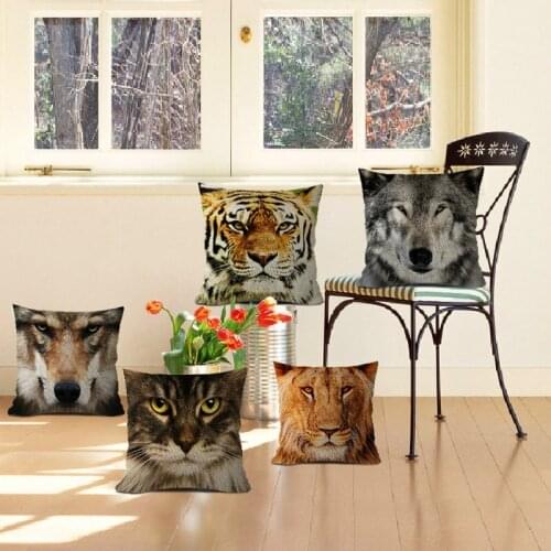 New Arrivals 3D Animal Pattern Pillow Cases Tiger Wolf Owl Cushion High Quality Polyester Covers