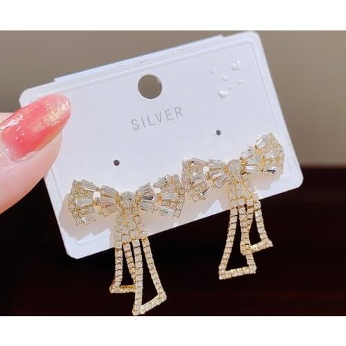 New Arrival Fashion Drop Earrings Zinc Alloy Trendy Bowknot Women Dangle Earrings Elegant Korean Female Jewelry