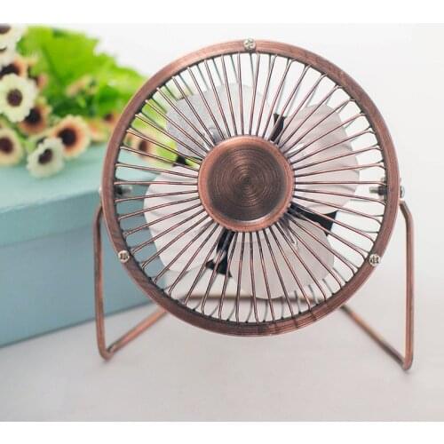 New 4 Inch USB Charger Fan Portable Cooling Desktop Quiet Brass Fan For Computer Laptop PC 360 Degree Rotation