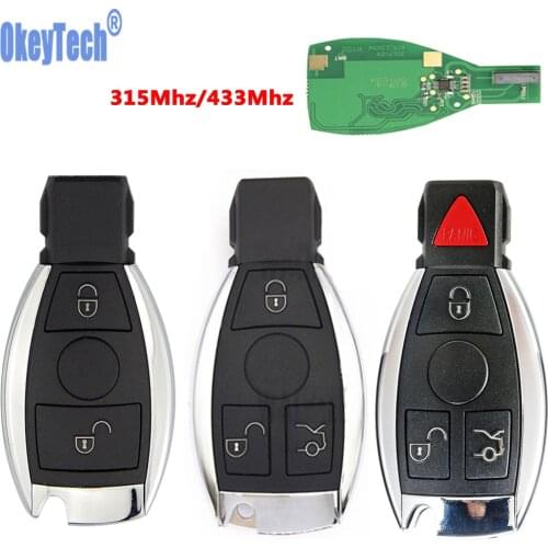 OkeyTech 2 3 4 Button 315MHz 433MHz Smart Card Remote Key For Mercedes Benz 2000+ NEC BGA Intelligent Auto Remote Car Key Fob