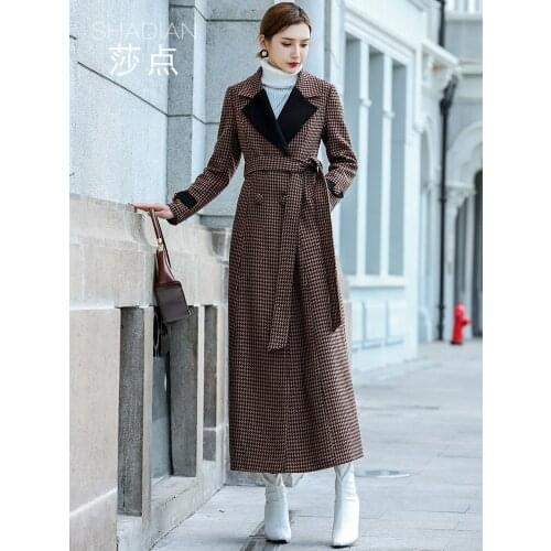 Plaid Wool Coat Womens Middle Long 2021 New Autumn and Winter Temperament Korean Loose Woolen Cloth Coat Women