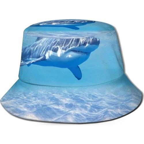 CINESSD 2021 New Fishermans Hat Unisex Fashion Bob Cap White Shark Sea Hip Hop Gorros Panama Windproof outdoor Bucket Hat