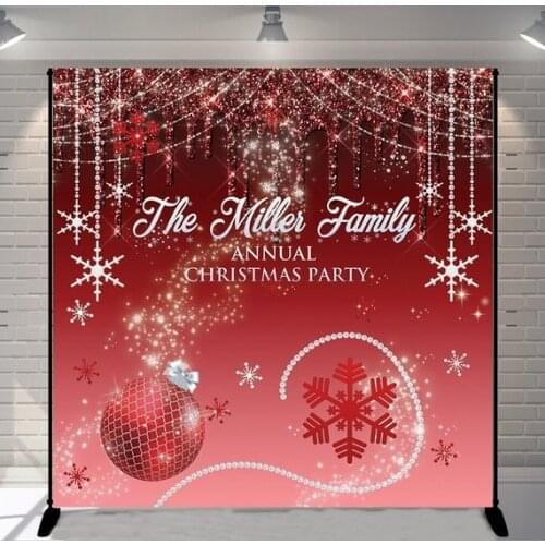 Custom Red Christmas Snowflake Ball Beaded Holiday Sparkly photo backdrop Computer print party backgrounds