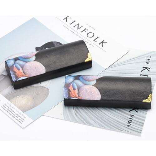 ZhenKeRou Folding Glasses Box Faux Leather Creative Art Eyewear Case Protector Eyeglasses Storage Case